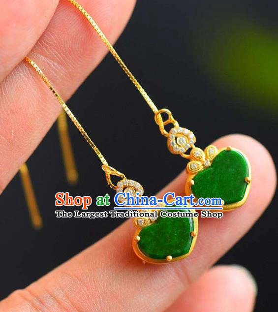 Handmade China Cheongsam Crystal Long Earrings Traditional National Jewelry Accessories Jadeite Eardrop