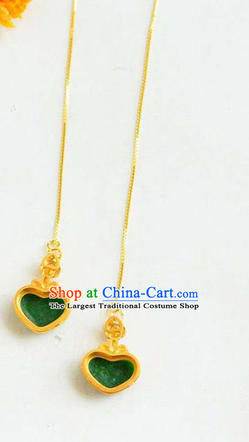 Handmade China Cheongsam Crystal Long Earrings Traditional National Jewelry Accessories Jadeite Eardrop
