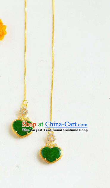 Handmade China Cheongsam Crystal Long Earrings Traditional National Jewelry Accessories Jadeite Eardrop