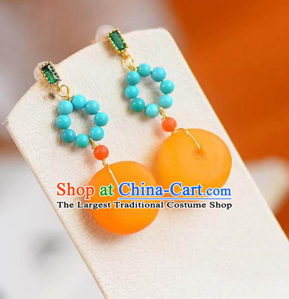 Handmade China National Jewelry Accessories Eardrop Traditional Cheongsam Beeswax Earrings