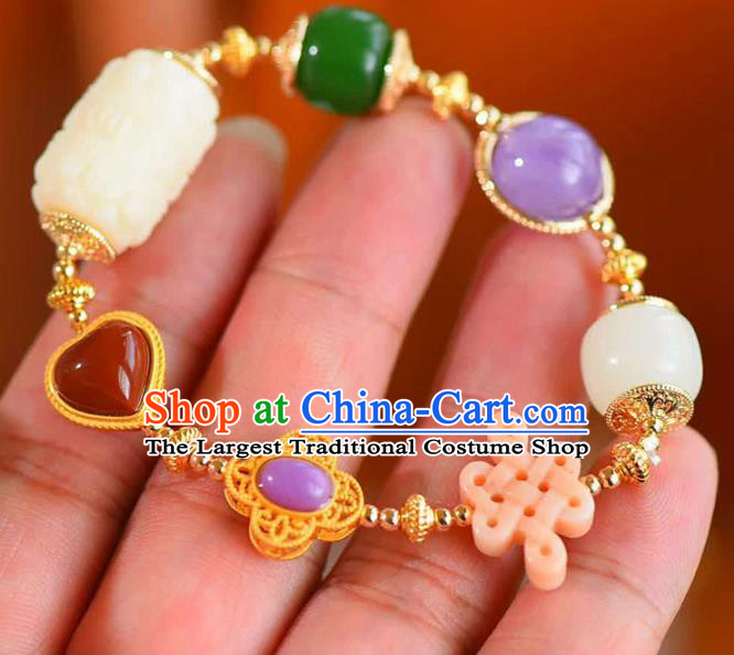 China Handmade Amethyst Bracelet Traditional Jewelry Accessories National Hetian Jade Bangle