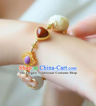 China Handmade Amethyst Bracelet Traditional Jewelry Accessories National Hetian Jade Bangle