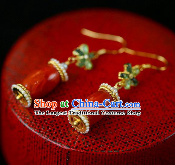 Handmade China Agate Eardrop National Jewelry Accessories Traditional Cheongsam Pearls Earrings