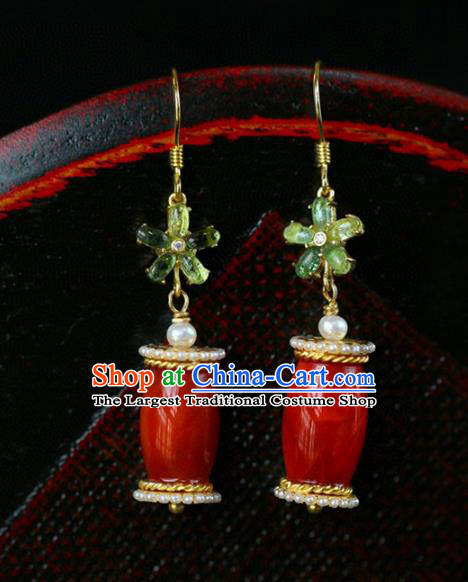 Handmade China Agate Eardrop National Jewelry Accessories Traditional Cheongsam Pearls Earrings