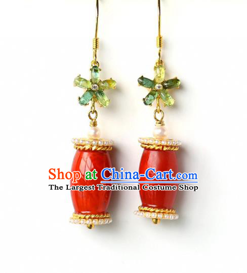 Handmade China Agate Eardrop National Jewelry Accessories Traditional Cheongsam Pearls Earrings