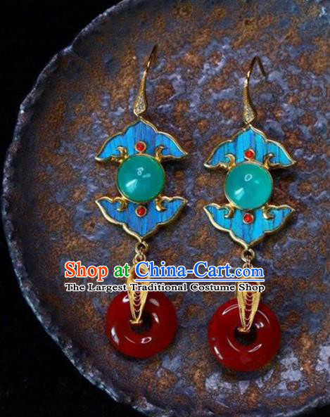 Handmade China Eardrop Traditional Jewelry Accessories National Cheongsam Agate Earrings