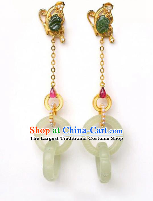 Handmade China Pearls Eardrop Accessories Traditional Jade Jewelry National Cheongsam Earrings