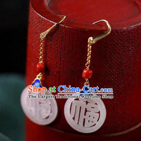 Handmade China Jade Eardrop Accessories Traditional Jewelry National Cheongsam Blueing Earrings