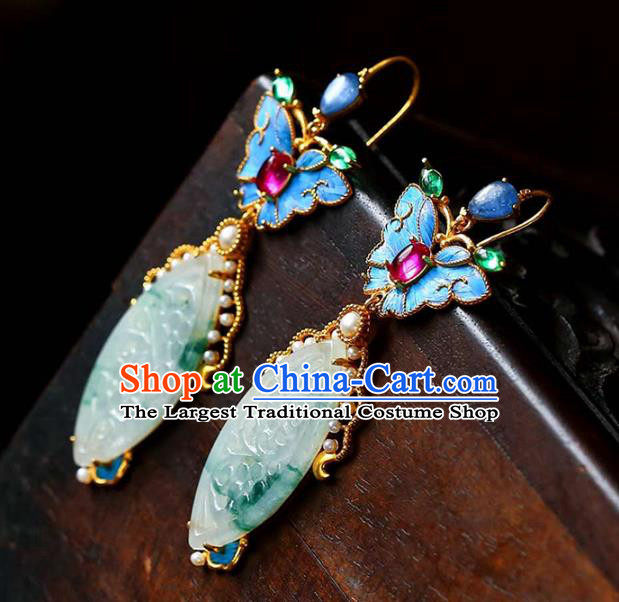 Handmade China Amethyst Butterfly Eardrop Accessories Traditional Jade Jewelry National Cheongsam Earrings