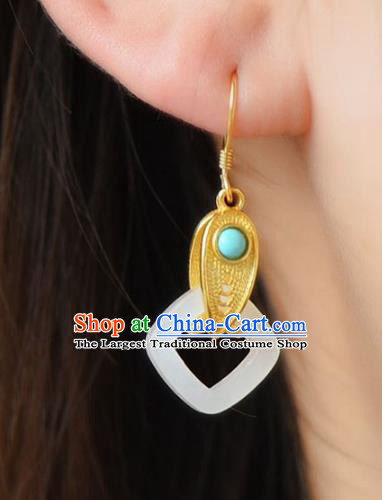 Handmade China Kallaite Eardrop Accessories Traditional Jewelry National Cheongsam White Nephire Earrings