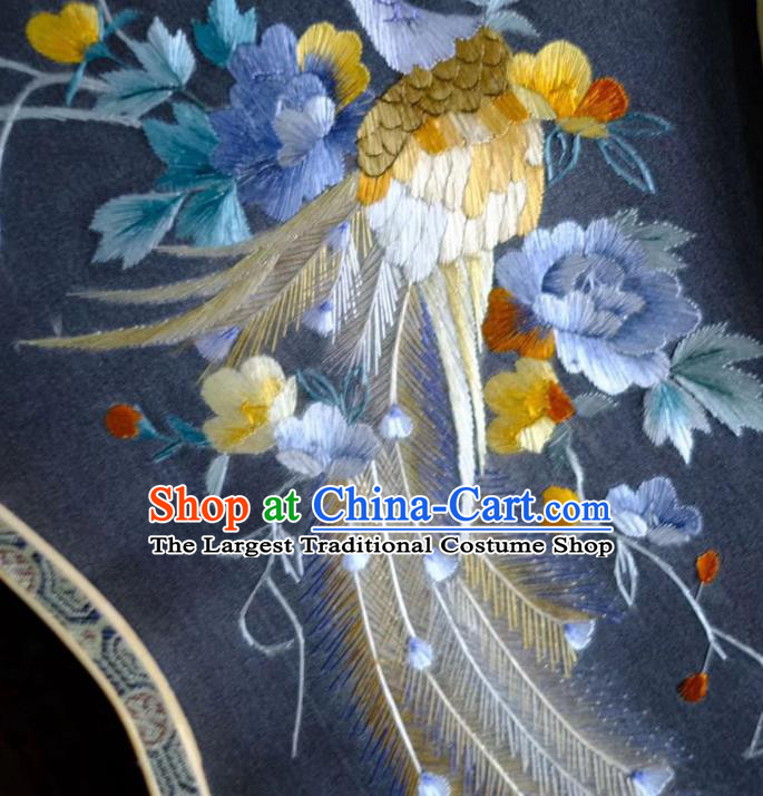 Chinese Traditional Silk Fans Handmade Embroidered Peacock Peony Palace Fan