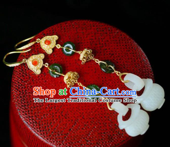 Handmade China Jade Censer Eardrop Accessories Traditional Jewelry National Cheongsam Gems Earrings