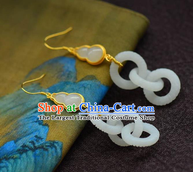 Handmade China Jade Accessories Gourd Earrings Jewelry Traditional Cheongsam Eardrop