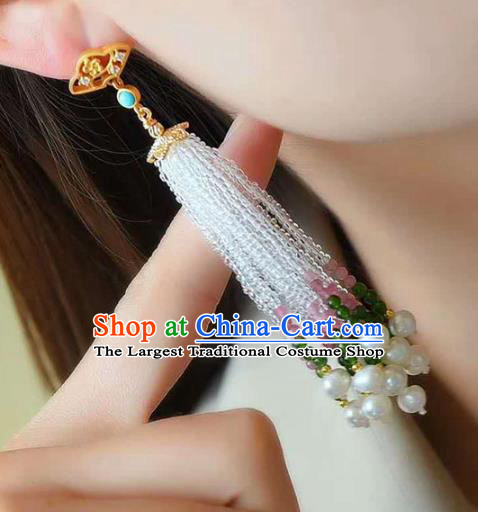 Handmade China Cheongsam Beads Tassel Eardrop Accessories National Earrings Traditional Jewelry