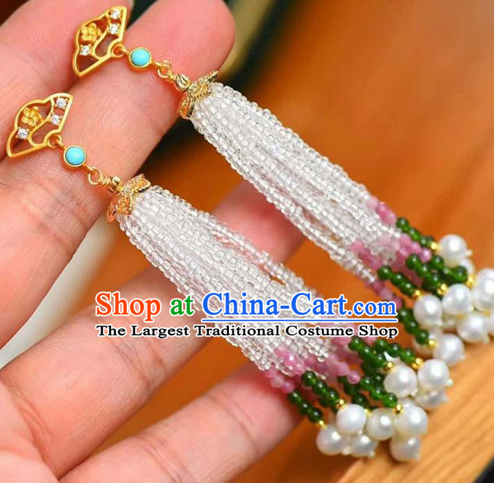 Handmade China Cheongsam Beads Tassel Eardrop Accessories National Earrings Traditional Jewelry