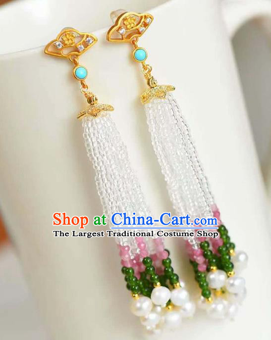 Handmade China Cheongsam Beads Tassel Eardrop Accessories National Earrings Traditional Jewelry