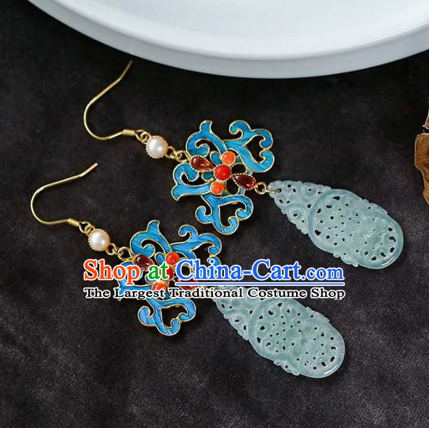 Handmade China Traditional Eardrop Cheongsam Jade Earrings National Jewelry Accessories