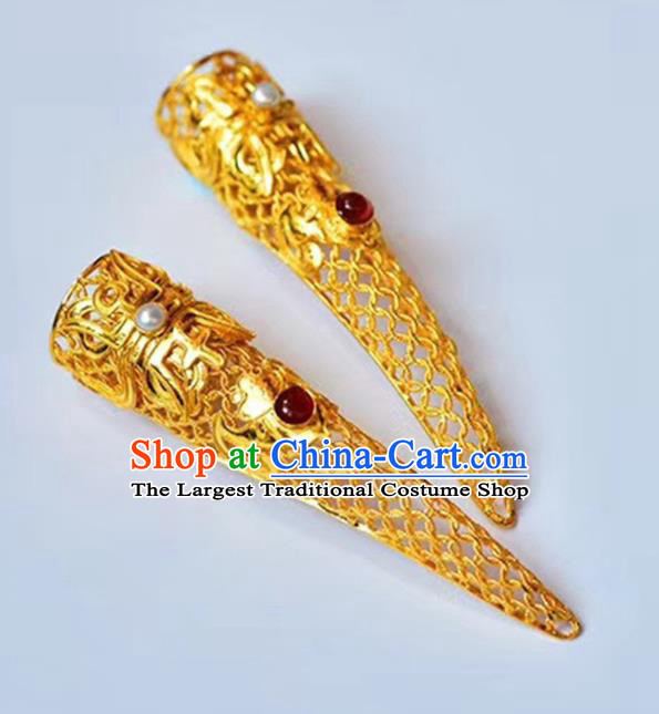 Chinese Ancient Court Jewelry Traditional Handmade Accessories Qing Dynasty Imperial Concubine Golden Nail Wrap