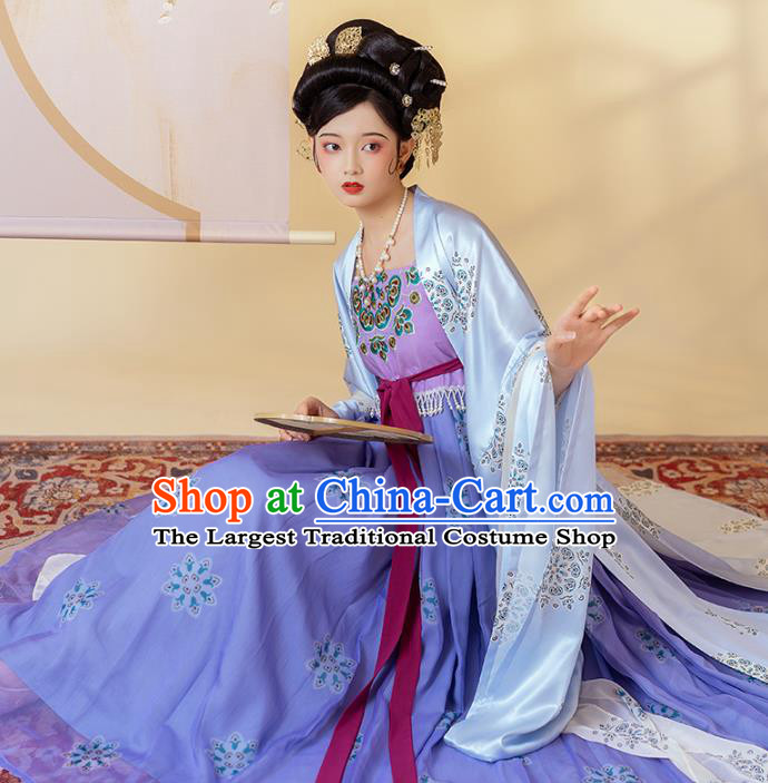 Traditional China Tang Dynasty Court Lady Historical Costumes Ancient Young Beauty Hanfu Dress
