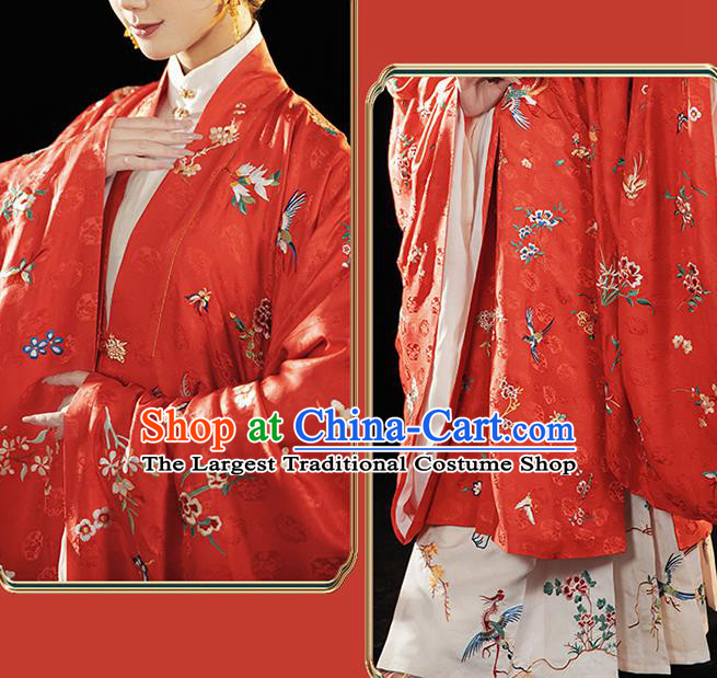 China Ancient Imperial Countess Red Hanfu Costumes Traditional Ming Dynasty Historical Clothing Complete Set