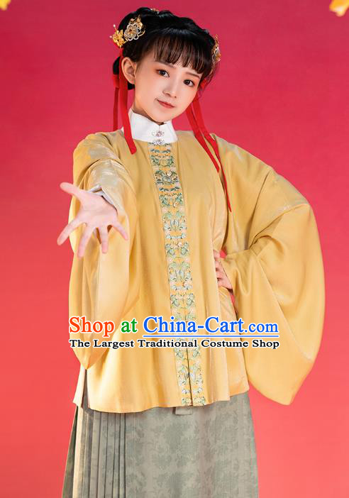 China Traditional Ming Dynasty Young Lady Historical Clothing Ancient Patrician Beauty Winter Hanfu Costume