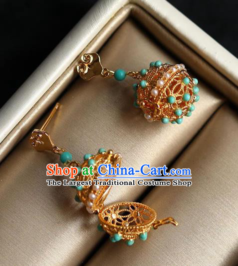 Handmade China Cheongsam Pearls Eardrop Accessories Traditional Jewelry National Kallaite Earrings