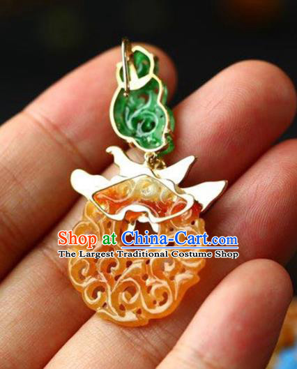 Handmade China Traditional Jade Jewelry Cheongsam Eardrop Accessories National Jadeite Earrings