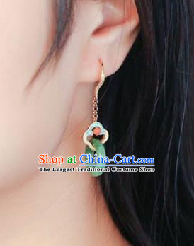 Handmade China Traditional Jewelry Accessories Cheongsam Jadeite Eardrop National Earrings