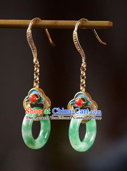 Handmade China Traditional Jewelry Accessories Cheongsam Jadeite Eardrop National Earrings
