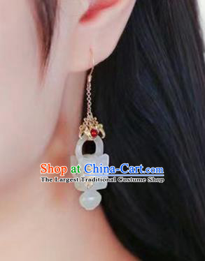 Handmade China Cheongsam Carving Basket Eardrop Traditional Tourmaline Jewelry Accessories National Jade Earrings