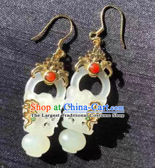 Handmade China Traditional Tourmaline Jewelry Accessories National Jade Basket Earrings Cheongsam Eardrop