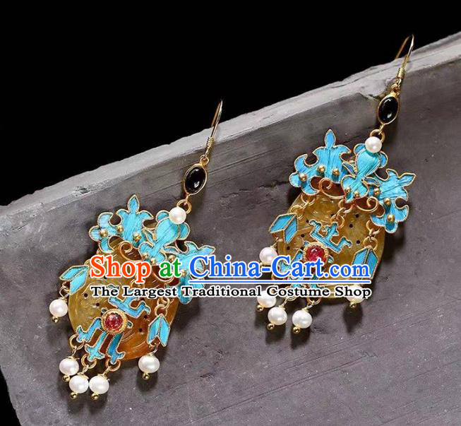Handmade China Cheongsam Eardrop Traditional Jewelry Accessories National Jade Earrings
