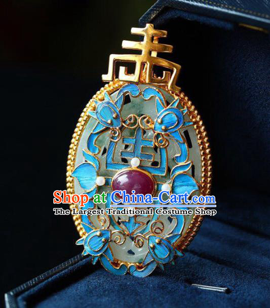 Chinese Classical Jade Necklet Pendant Handmade Accessories National Ruby Necklace