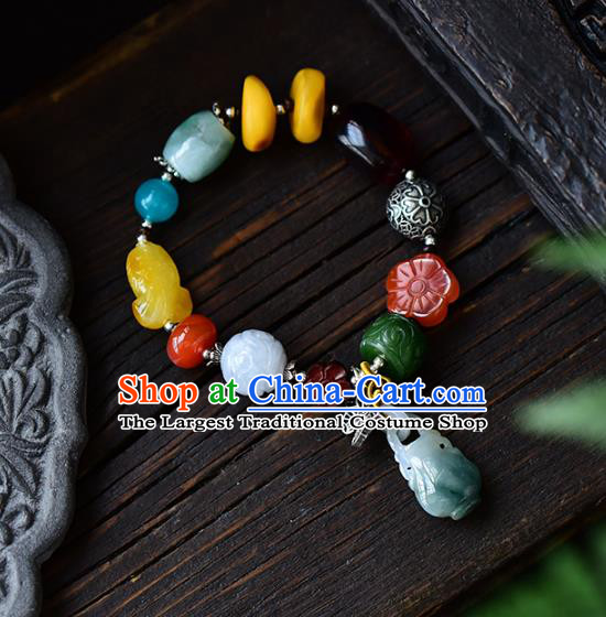 China National Gems Bangle Traditional Court Jewelry Accessories Handmade Jadeite Bracelet