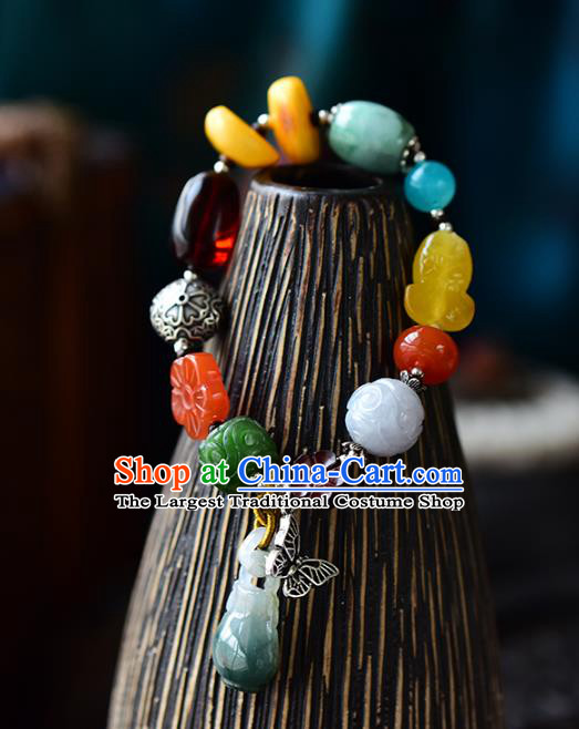 China National Gems Bangle Traditional Court Jewelry Accessories Handmade Jadeite Bracelet