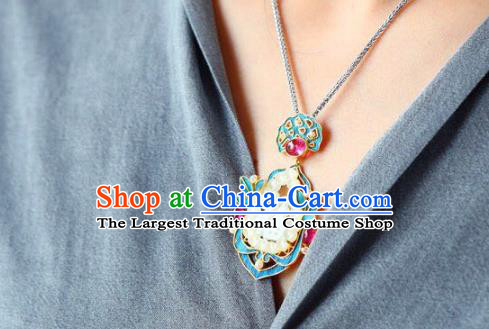 Chinese Classical Necklet Pendant Handmade Jade Accessories National Tourmaline Necklace