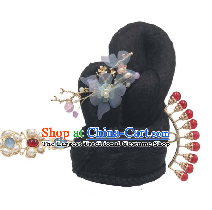 Chinese Classical Dance Wigs Chignon and Hair Accessories Traditional Flying Apsaras Dance Headwear