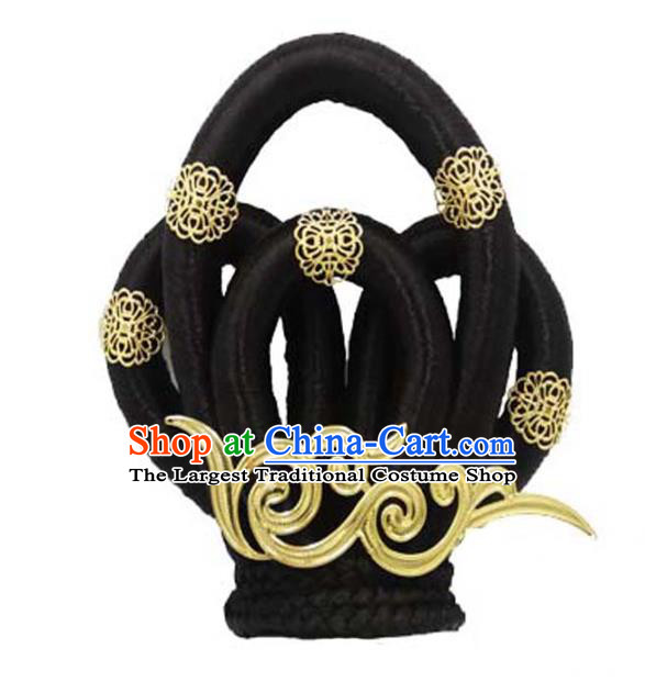 Chinese Ancient Palace Dance Hair Chignon and Hair Accessories Traditional Tang Dynasty Princess Wigs