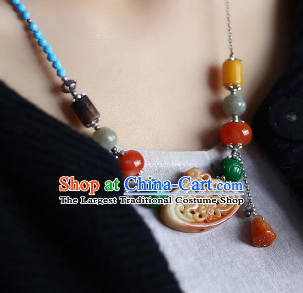 Chinese Handmade Jade Accessories National Agate Necklet Classical Kallaite Necklace