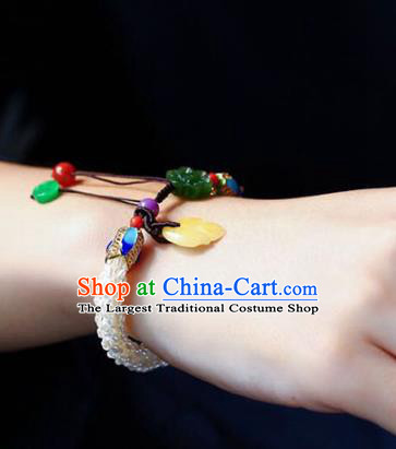 China Handmade Pearls Bracelet Traditional Cloisonne Jewelry Accessories National Jadeite Bangle