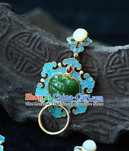 Chinese Handmade Jadeite Accessories National Garnet Necklet Classical Necklace Pendant