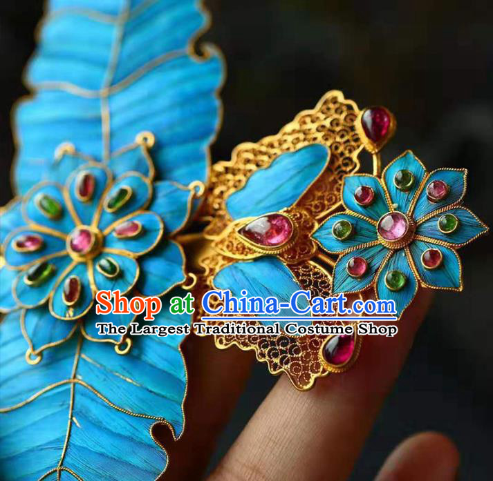 Chinese Handmade Qing Dynasty Hair Accessories Traditional Ancient Palace Lady Gems Hairpin