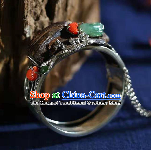 China Traditional Eaglewood Jewelry Accessories Handmade Bracelet National Silver Bangle