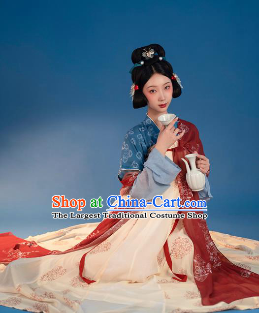 China Ancient Palace Lady Hanfu Clothing Traditional Tang Dynasty Historical Costume for Women