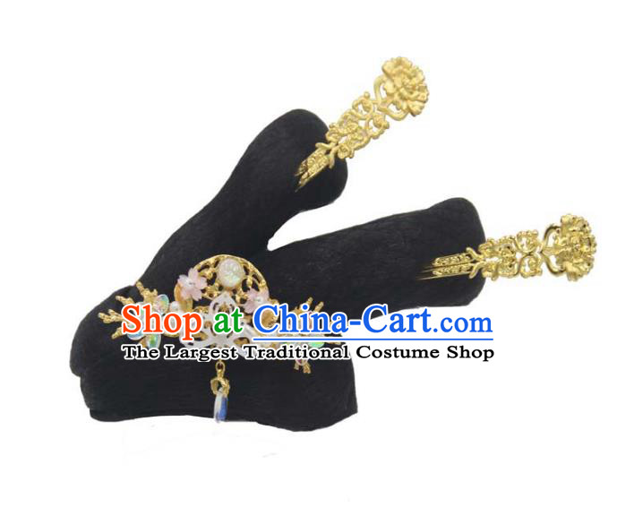 Chinese Ancient Princess Hair Chignon and Hair Accessories Traditional Song Dynasty Noble Lady Wigs