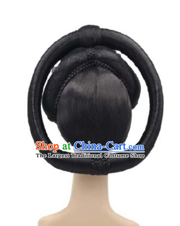 Chinese Classical Dance Hair Chignon Traditional Tang Dynasty Imperial Consort Wigs Sheath