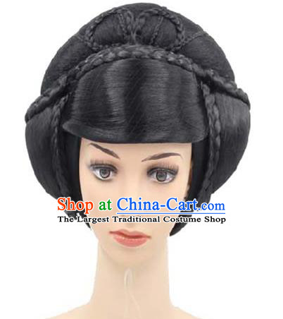 Chinese Traditional Tang Dynasty Imperial Consort Wigs Sheath Classical Dance Hair Chignon Headwear
