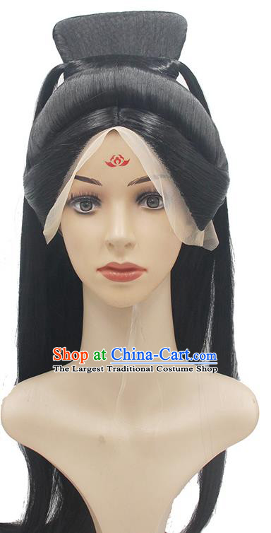 Chinese Traditional Ancient Goddess Wigs Sheath Ming Dynasty Empress Hair Chignon Headwear