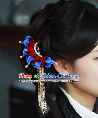 Chinese Traditional Velvet Hairpin Hanfu Hair Accessories Ancient Princess Tassel Hair Stick