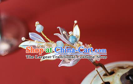 Chinese Traditional Silk Leaf Hairpin Ancient Princess Tassel Hair Stick Hanfu Hair Accessories